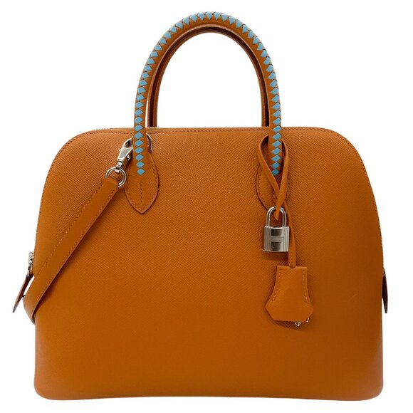Hermes Toffee / Teal Epsom Tressage 1923 Bolide 30 Handbag - Picture 1 of 14